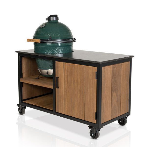 Big Green Egg Large + Fraaii Tafel Staal Fraké Storage