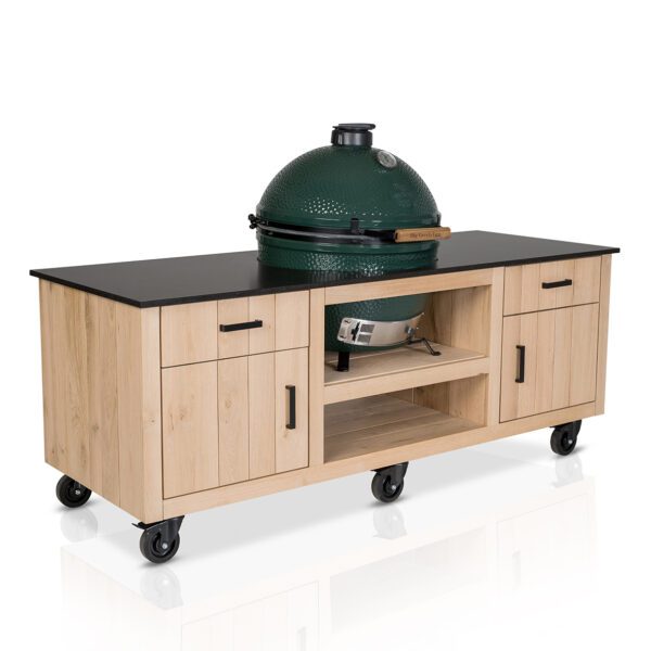 Big Green Egg XL + Fraaii Tafel Eikenhout Classic Long II
