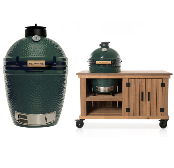 Big Green Egg Medium + Fraaii Tafel Meranti Storage