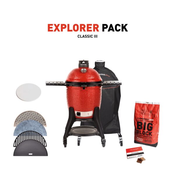 Kamado Joe Classic 3 met onderstel en zijplankjes + Explorer Pack