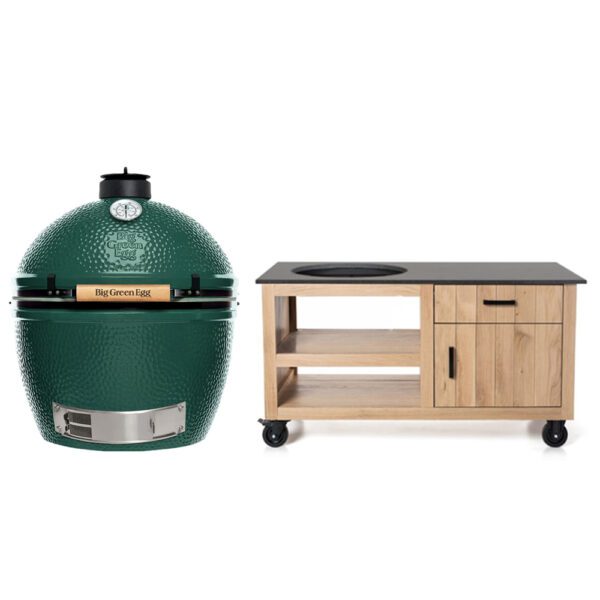 Big Green Egg XL + Fraaii Tafel Eikenhout Compact