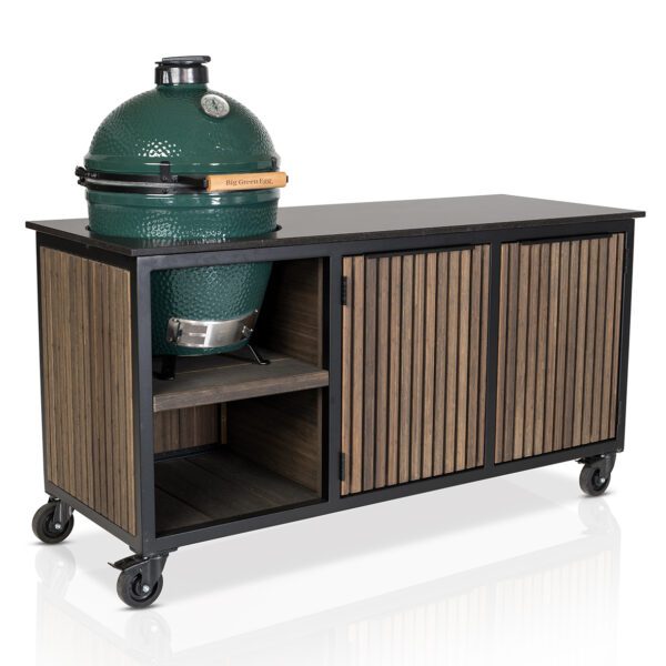 Big Green Egg Large + Fraaii Tafel Bamboo Graphite Rhombus Inferno