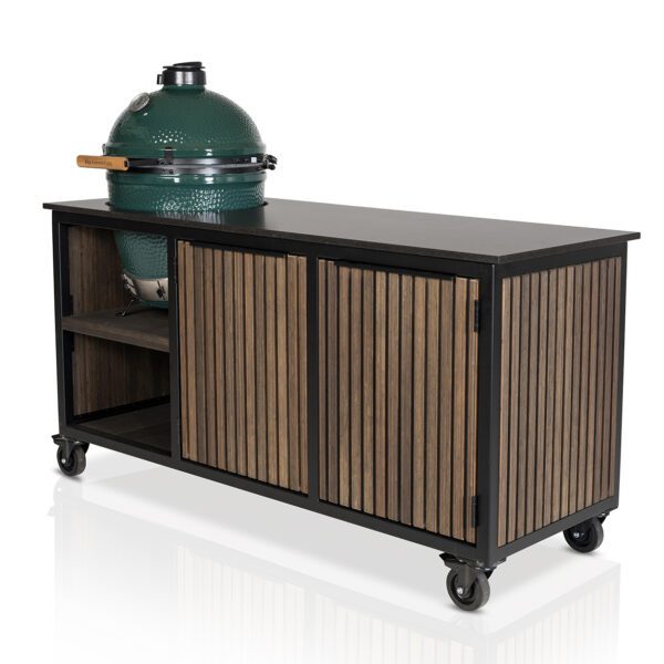 Big Green Egg Large + Fraaii Tafel Bamboo Graphite Rhombus Inferno