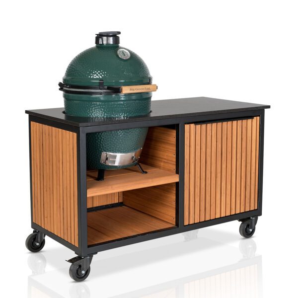 Big Green Egg Large + Fraaii Tafel Bamboo Teak Oil Rhombus Storage