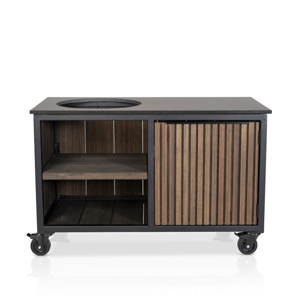 Big Green Egg Large + Fraaii Tafel Bamboo Graphite Rhombus Storage