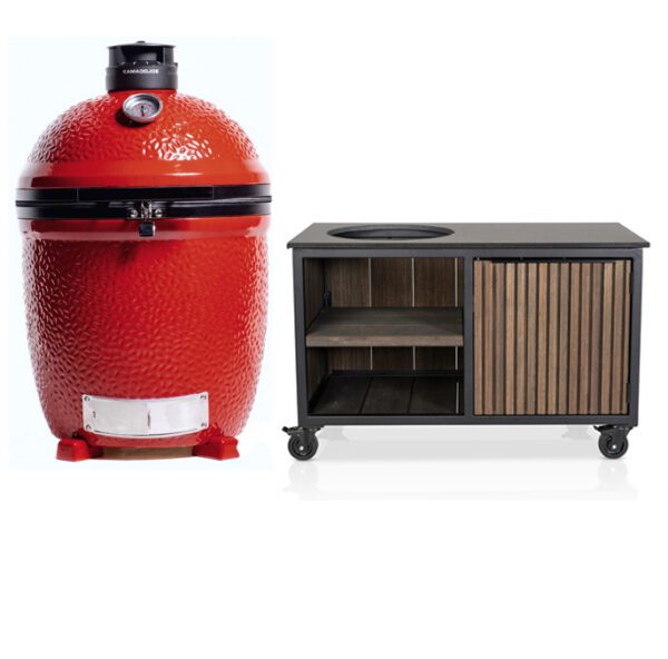 Kamado Joe Classic 3 + Fraaii Tafel Bamboo Graphite Rhombus Storage