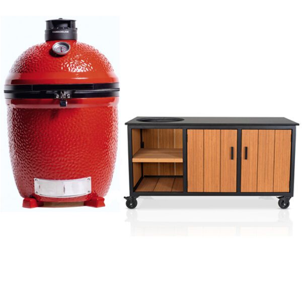Kamado Joe Classic 3 + Fraaii Tafel Bamboo Teak Oil Inferno
