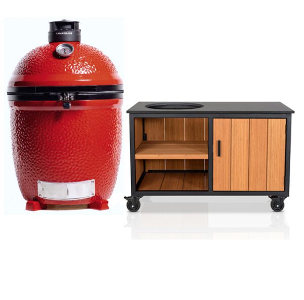 Kamado Joe Classic 2 + Fraaii Table Bamboo Teak Oil Storage